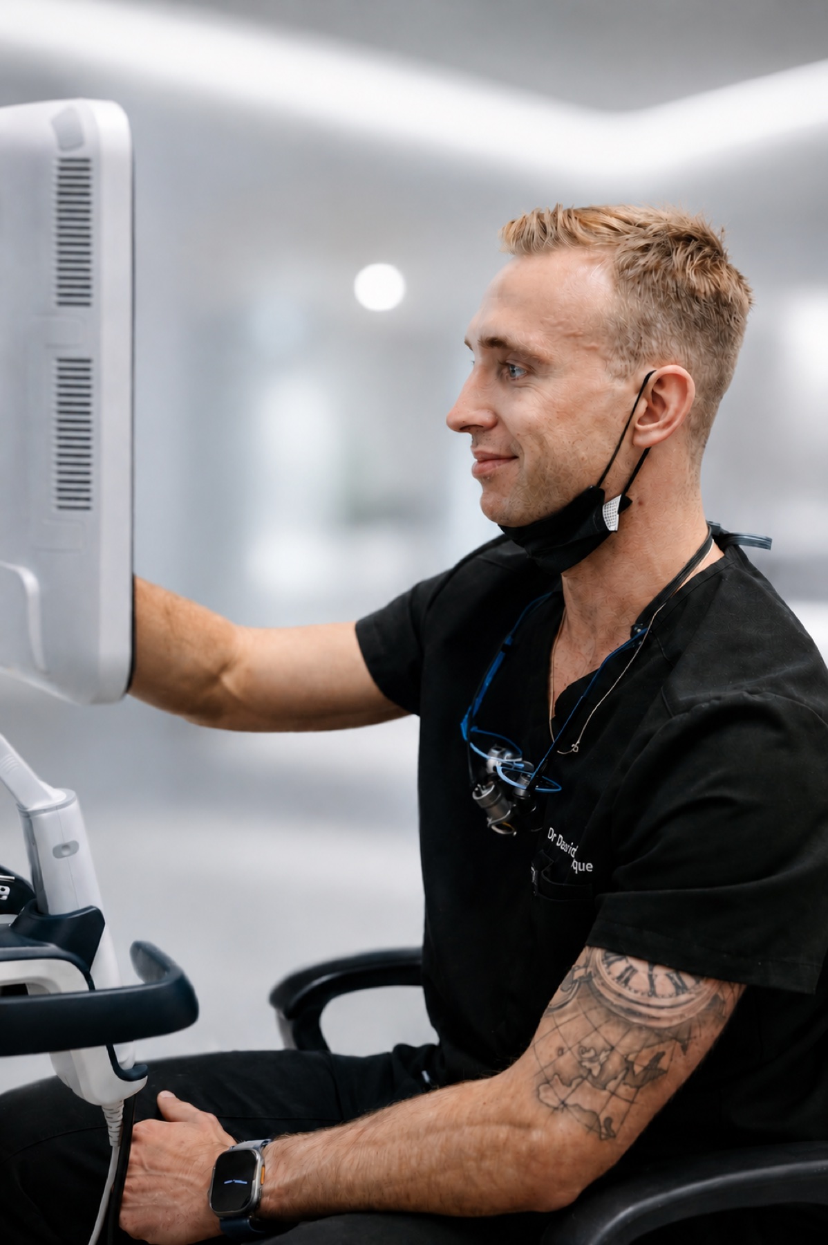 Dr Perrault-Lévesque using a CEREC digital scanner