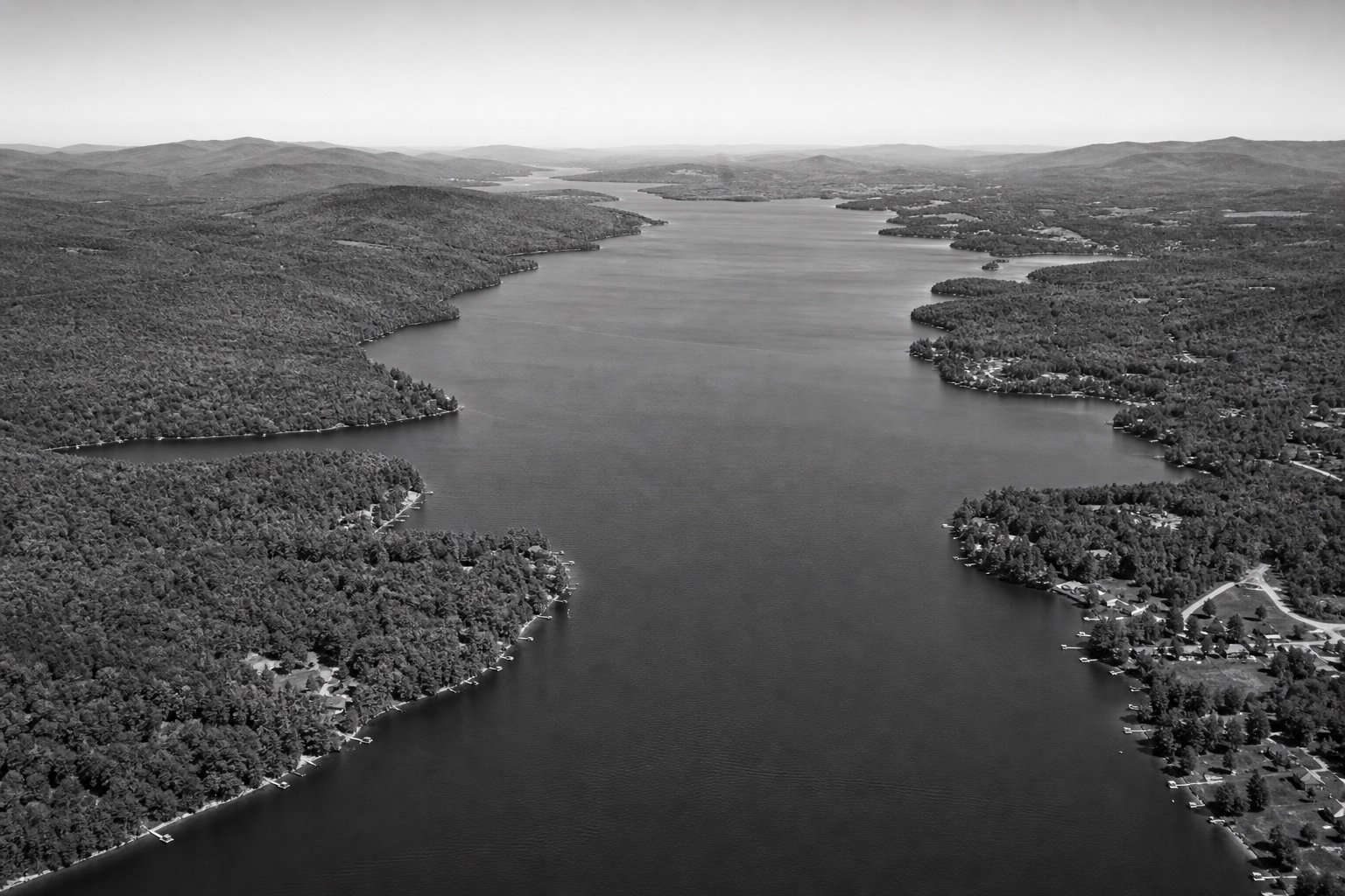 Vue aérienne du lac Memphrémagog